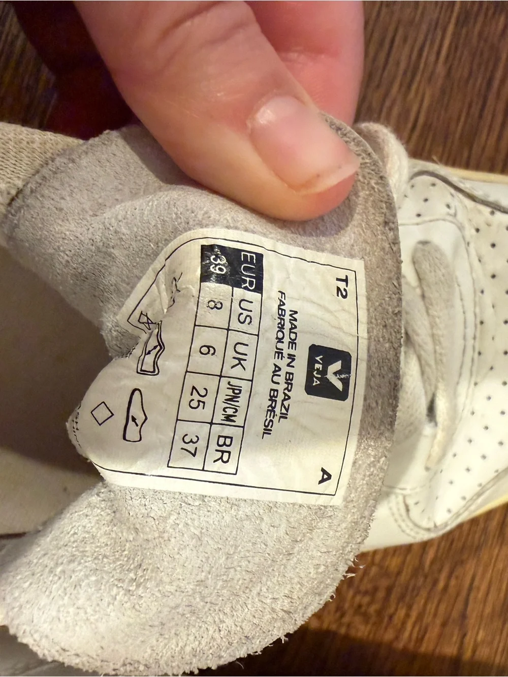 Veja White Sneakers with Navy V and Red Heel Tab